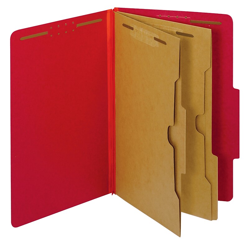 Pendaflex Classification Folder, 2-Dividers, 2 1/2" Expansion, Legal Size, Bright Red, 10/Box (29082P) image 1