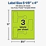 Avery Laser/Inkjet Multipurpose Labels, 5-1/8" x 4", Bright Green, 240 Labels/Box (19479370715)~#|#~02100BCC-F064-4FE6-8FC9633ECDEFB525_sc7