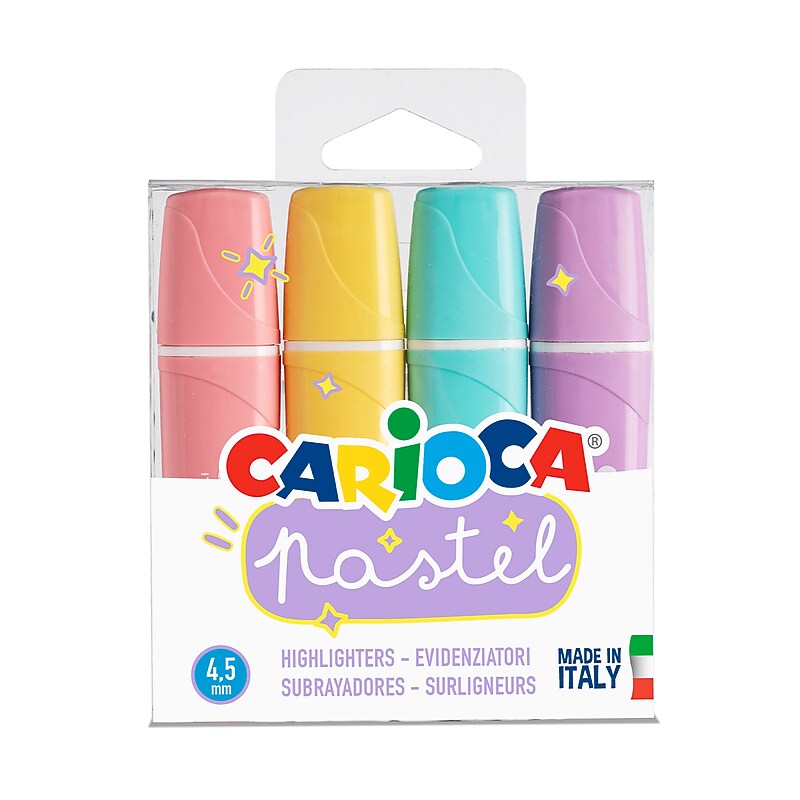 CARIOCA Pastel Highlighters, Chisel Tip, Assorted Colors, 4/Set (CRA43167) image 1