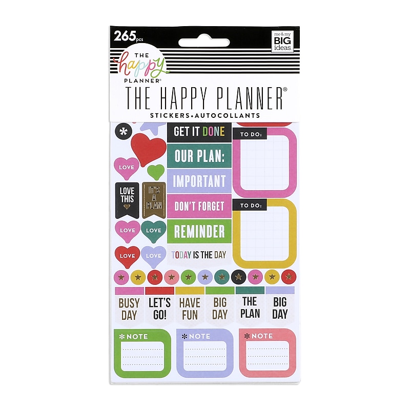 The Happy Planner Everyday Reminders 5-Sheet Sticker Pack, Assorted Colors, 265 Stcikers/Pack (PPS-66) image 1