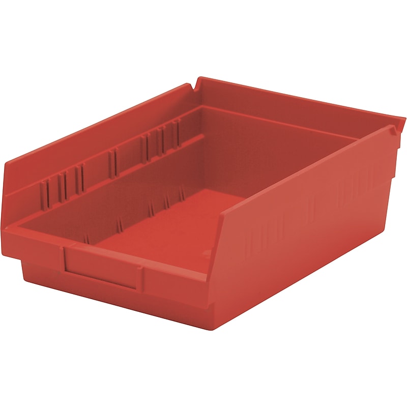 Quantum Storage Systems Ultra Stack and Hang Large Polyethylene Storage Bin, 4" x 8.38" x 11.63", Red, 20/Carton (QSB107RDCS) image 1