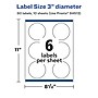 Avery Laser/Inkjet Round Multipurpose Labels, Clear, 6 Labels/Sheet, 10 Sheets/Pack (94513-CMF10)~#|#~021A7677-4FAC-42FE-8E101DE84F5ECB7B_sc7