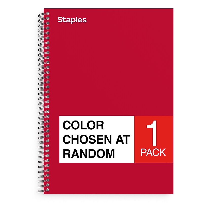 Staples® 1-Subject Notebook, 5" x 7", College Ruled, 80 Sheets, Color chosen at random (83357) image 1