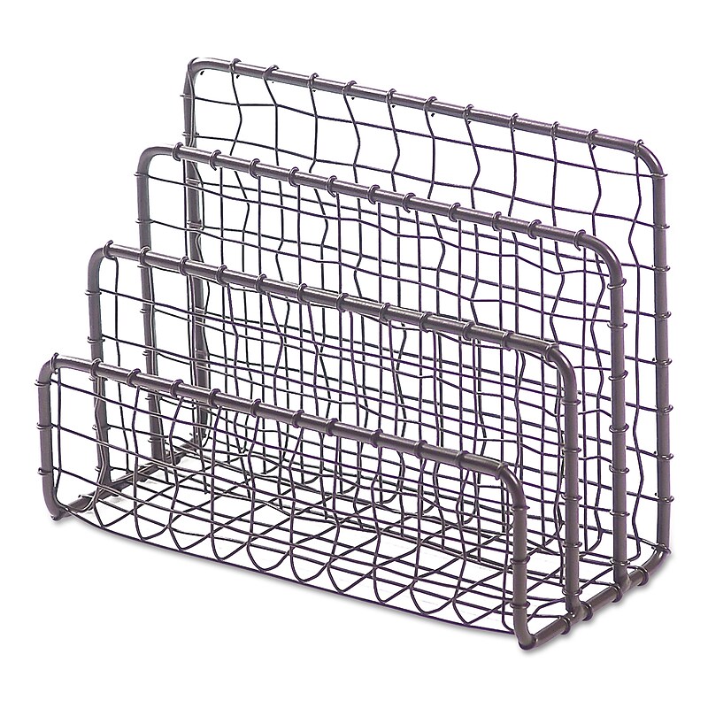 Universal Vintage Wire Mesh File/Letter Sorter, 3 Sections, 6.63" x 2.88" x 5.13", Vintage Bronze (UNV20062) image 1