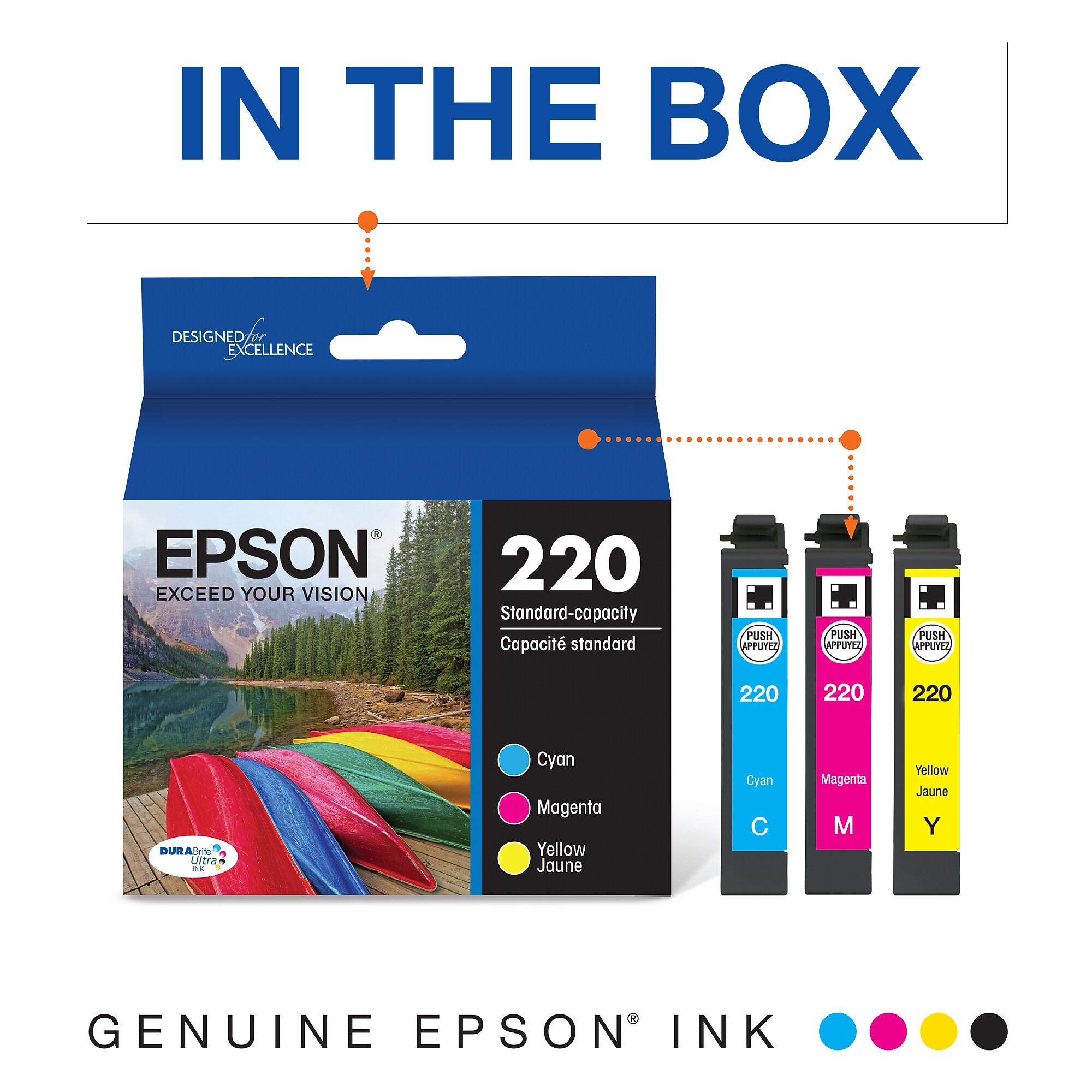 Epson T220 Cyan/Magenta/Yellow Standard Yield Ink Cartridge, 3/Pack (T220520-S) Sansujyuku sansujyuku.com