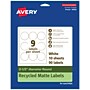 Avery EcoFriendly Laser/Inkjet Circle Multipurpose Labels, 2-1/2" Dia., White, 90/Pack (94502)~#|#~022D9526-9ACD-4926-B6C76E5CEE298155_sc7