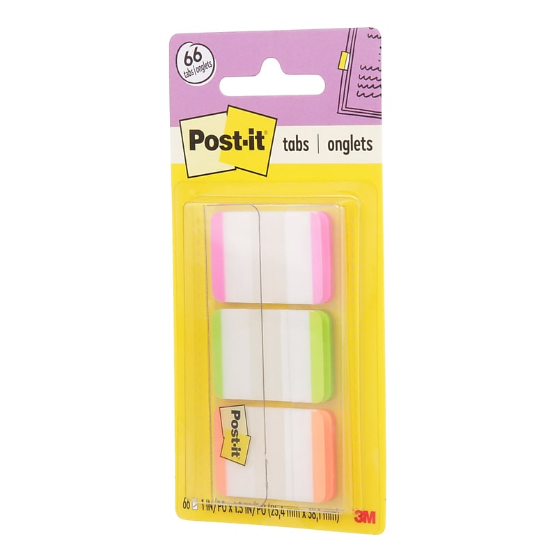 Post-it Tabs, 1" Wide, Assorted Colors, 66 Tabs/Pack (686LPGO) image 1