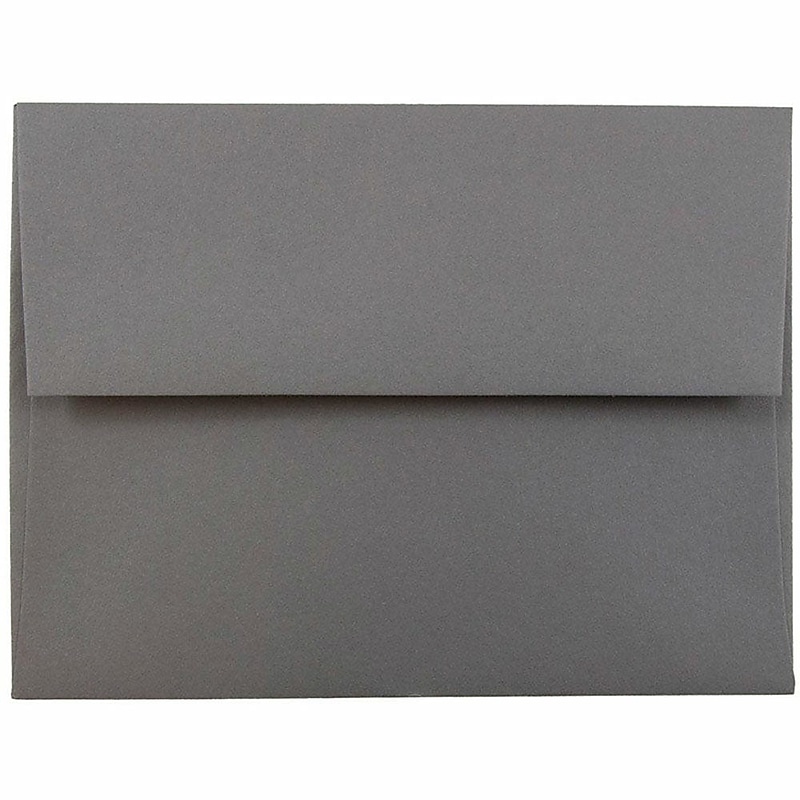 JAM Paper A2 Booklet Envelope 4 3/8" x 5 3/4", Dark Grey, 100/Pack (36396432d) image 1