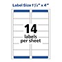 Avery Easy Peel Laser Address Labels, 1-1/3" x 4", White, 1,400 Labels/Box (5162)~#|#~023A6951-A168-491B-9F03BEAC2BF84339_sc7