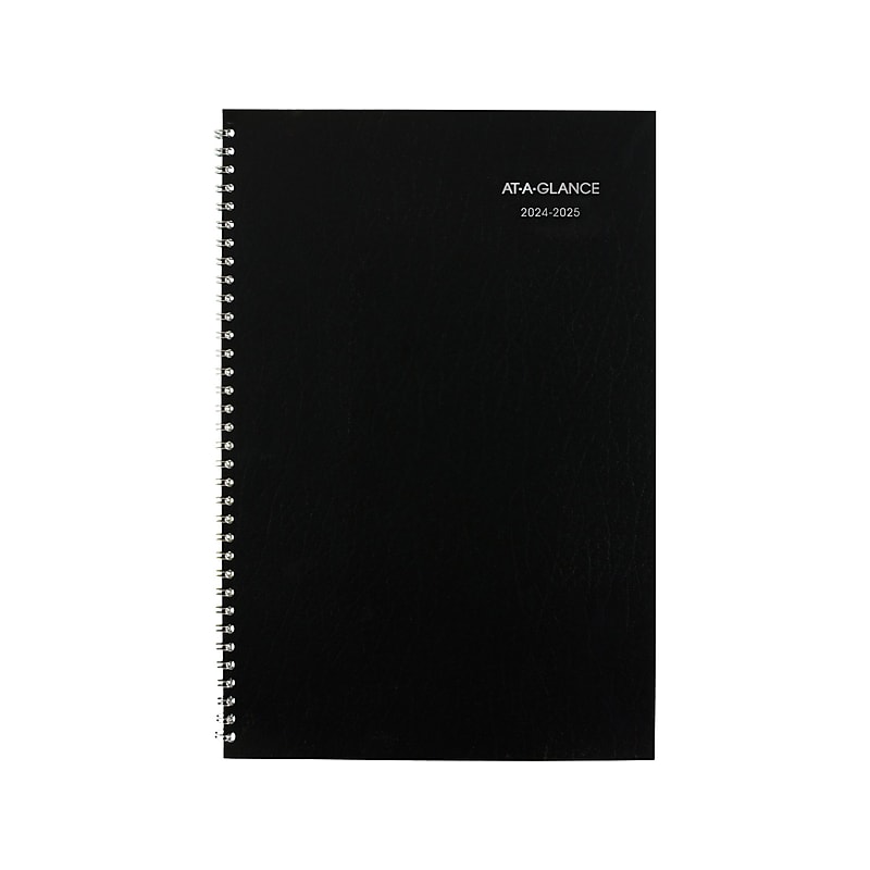 2024-2025 AT-A-GLANCE DayMinder 8" x 12" Academic Monthly Planner, Faux Leather Cover, Black (AY2-00-25) image 1