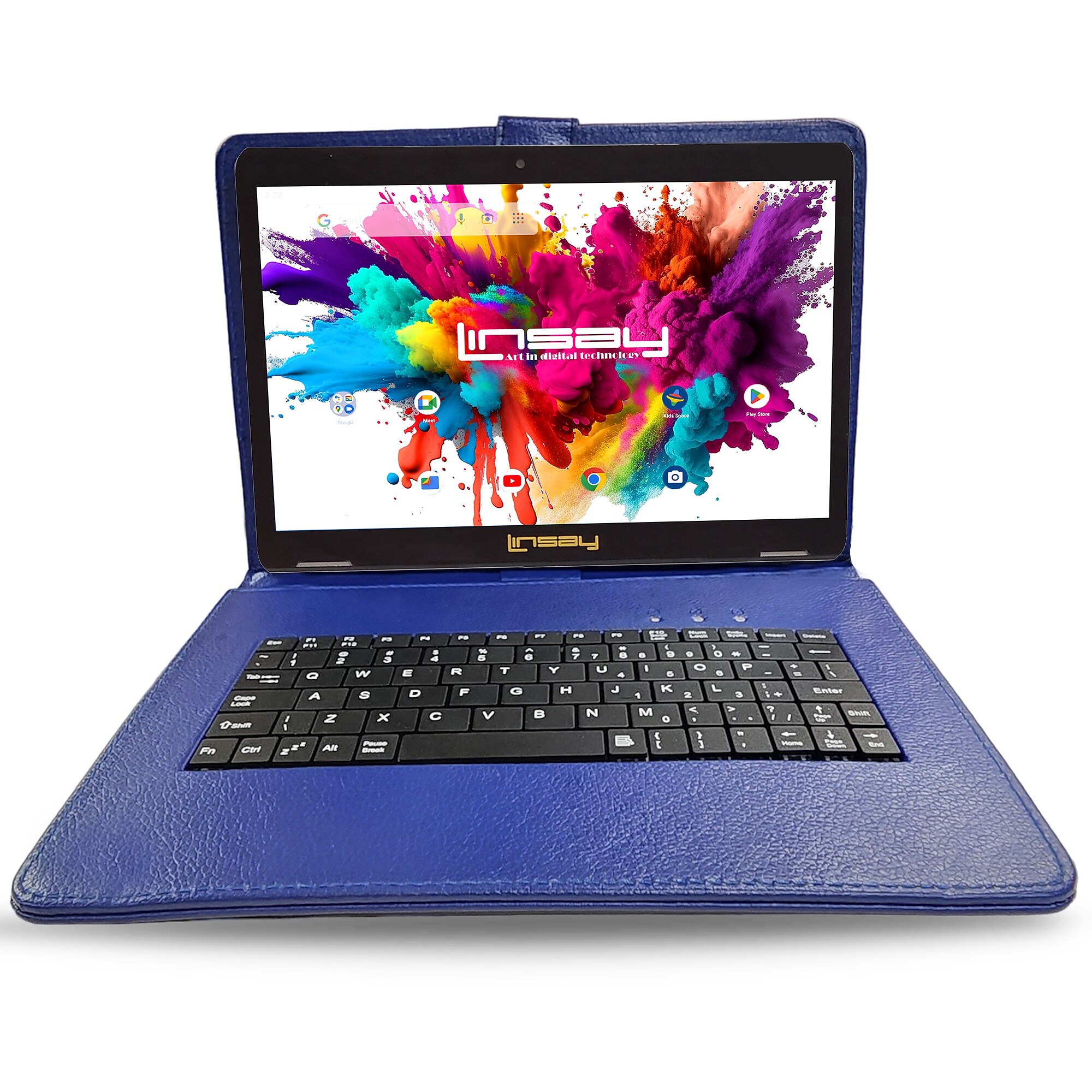 Linsay Octa Core 10.1″ Tablet, 128GB Storage, Android 15, Bundled with Blue Keyboard, Application Pack, and Stylus Pen Sansujyuku sansujyuku.com