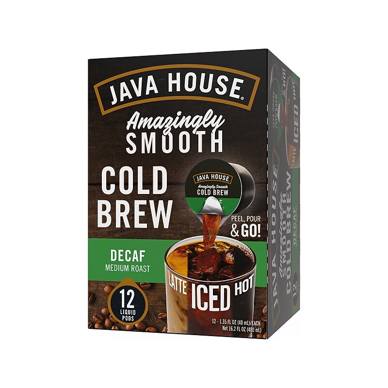 Java House Decaf Cold Brew Coffee Pods, Medium Roast, 12/Carton (FCC09351) image 1
