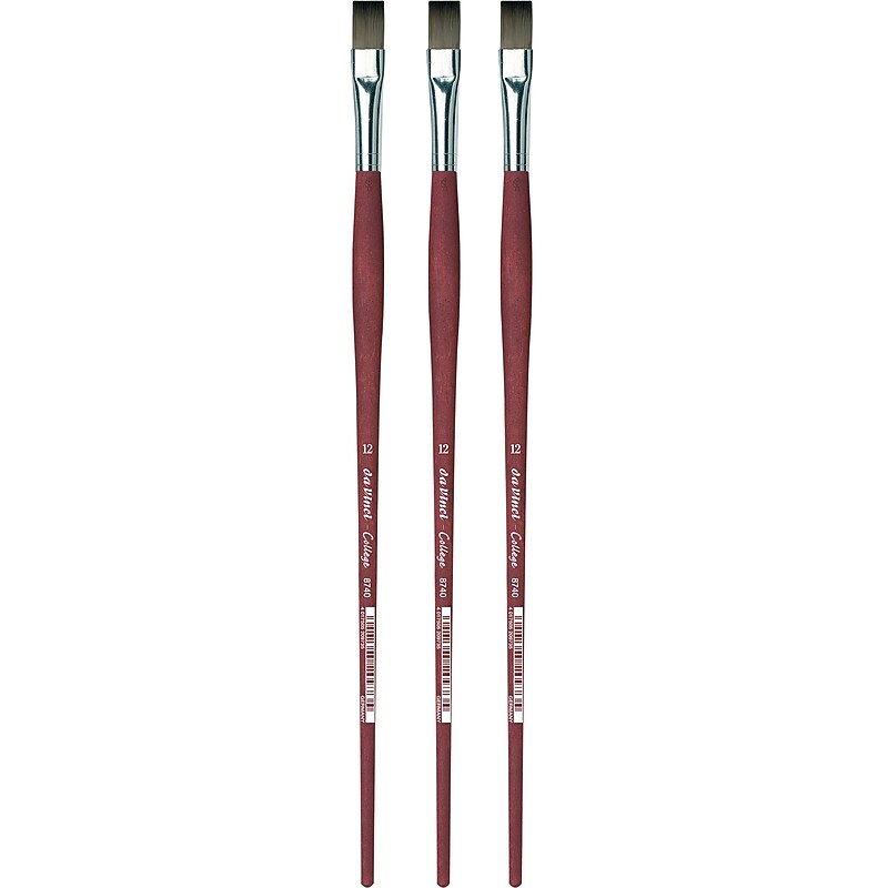 da Vinci COLLEGE Oil and Acrylic Synthetic Bristle, Flat Brush, 3/Bundle (DVXVA874012-3) image 1