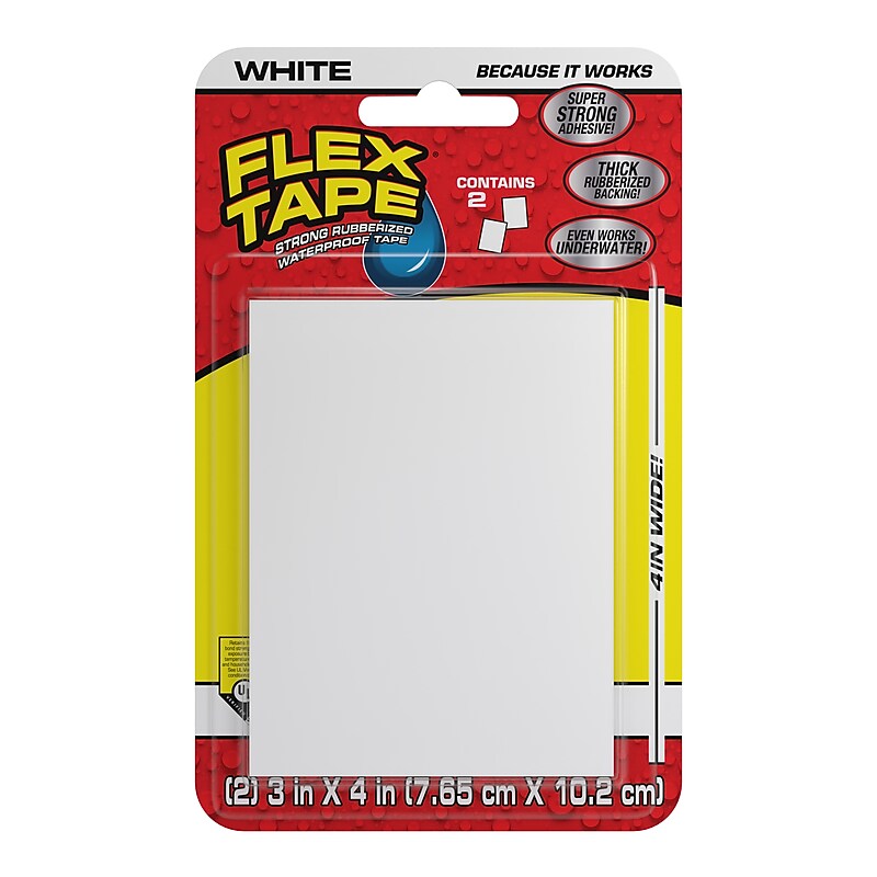 Flex Seal Mini Strong Waterproof Tape, 3" x 4", White, 8/Pack (TFSWHTMINI-8) image 1