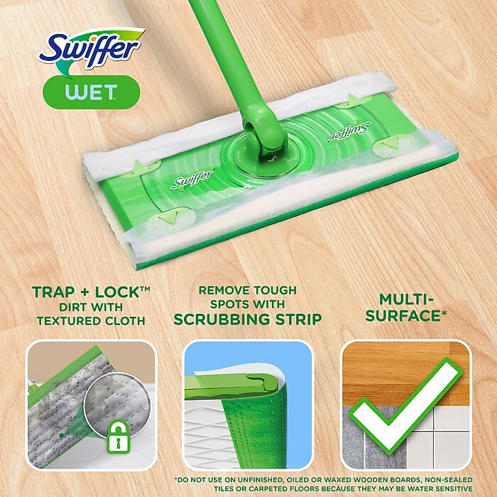 Swiffer Sweeper Wet Mop Cloths, Fresh Scent, White, 24/Box (82856
