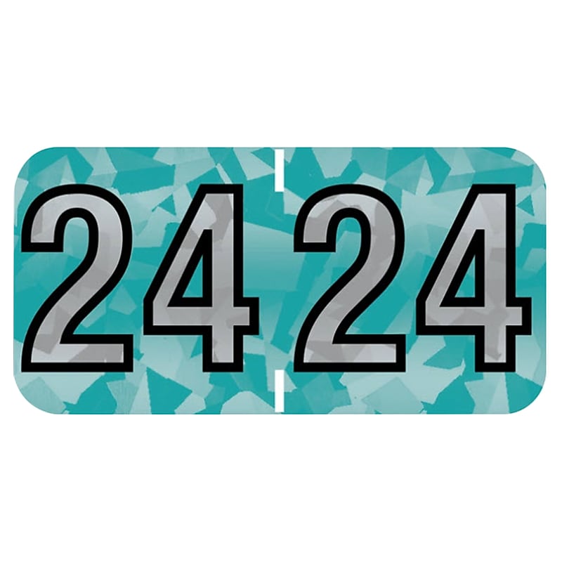 Medical Arts Press Holographic End-Tab Year Labels, 2024, Aqua, 500/Roll (0724HAQ) image 1