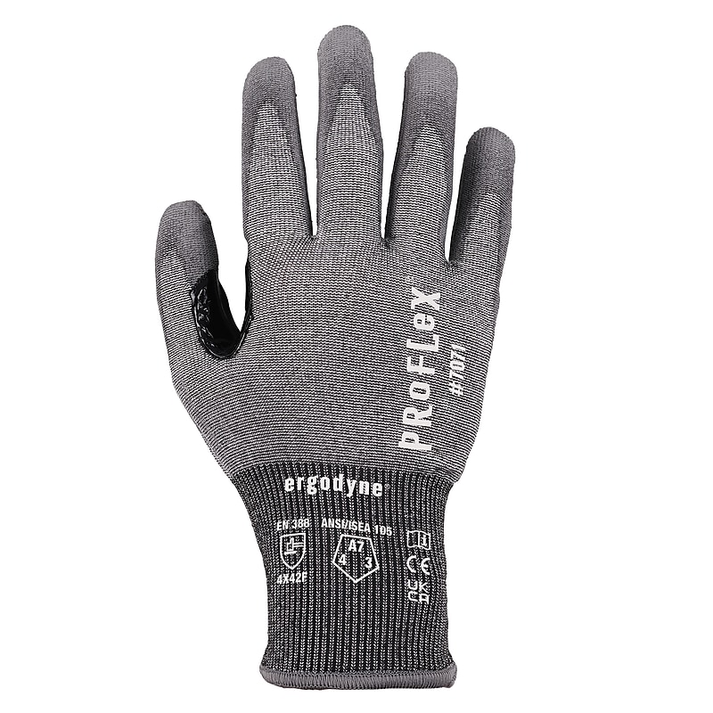 Ergodyne ProFlex 7071 PU Coated Cut-Resistant Gloves, ANSI A7, Gray, Small, 12 Pair (18062) image 1