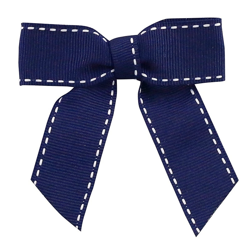 JAM Paper Grosgrain Bows, Navy/White, 100/Pack (52640349320) image 1