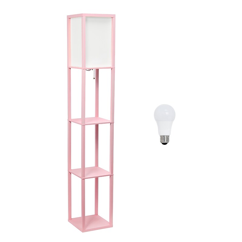 Creekwood Home Classix 62.5" 3-Tier Storage and Display LED Floor Lamp, with Feit LED Bulb, Light Pink (CWF-3007-LP-LB) image 1