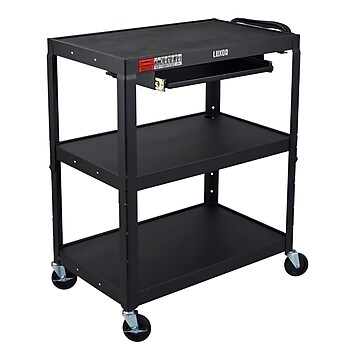 Luxor LEADER XL 3-Shelf Adjustable Media Utility Cart with Pullout