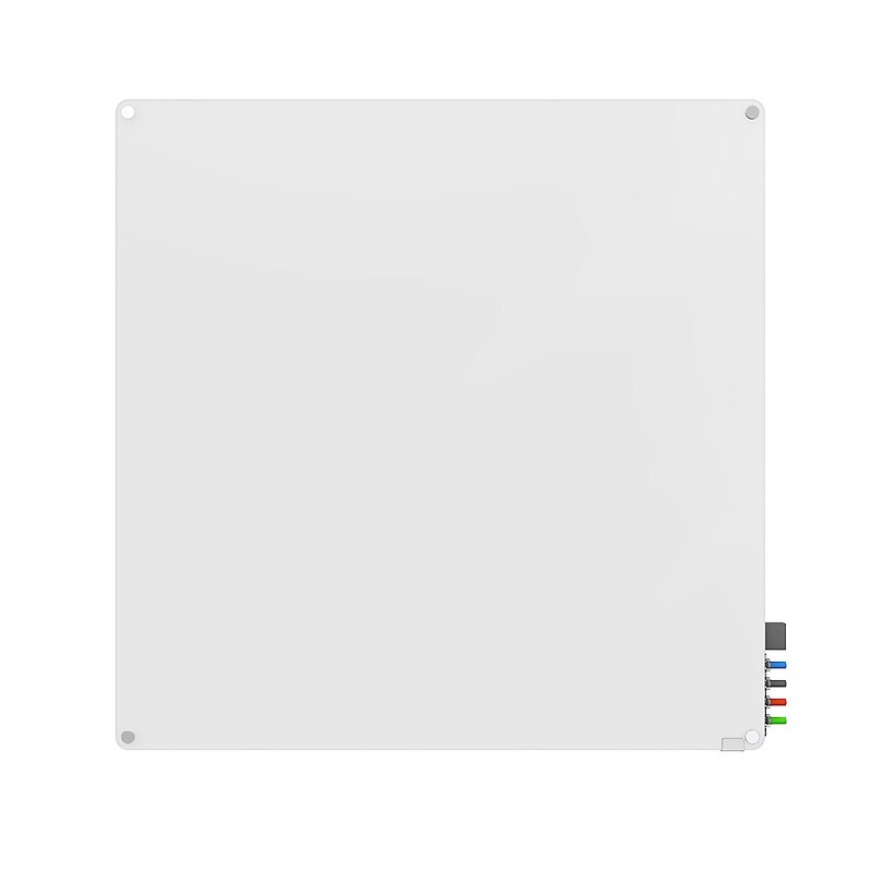 Ghent Harmony Glass Whiteboard with Radius Corners, 4'H x 4'W (HMYRN44WH) image 1