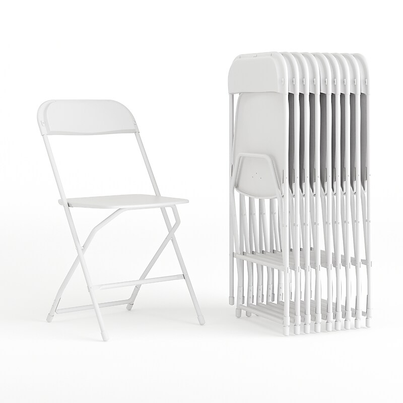 Flash Furniture HERCULES™ Plastic Armless Folding Chair, Premium White, 32/Pack image 1