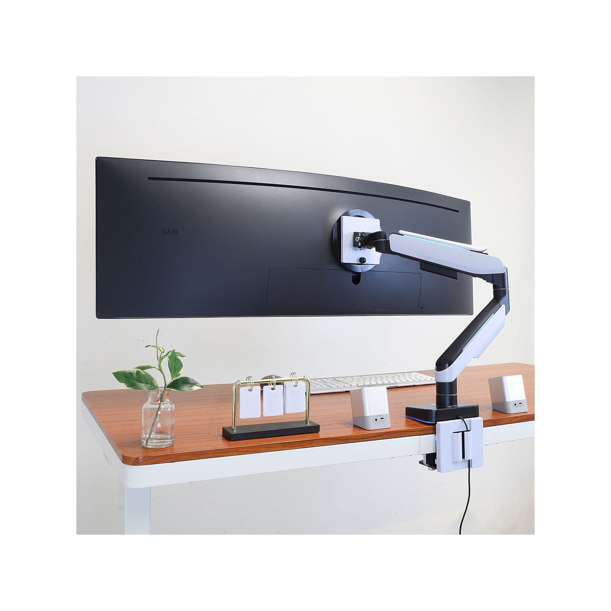 Mount-It! Adjustable Monitor Arm, Up to 49″ Monitor, Grayish White/Matte Black (MI-4881) Sansujyuku sansujyuku.com