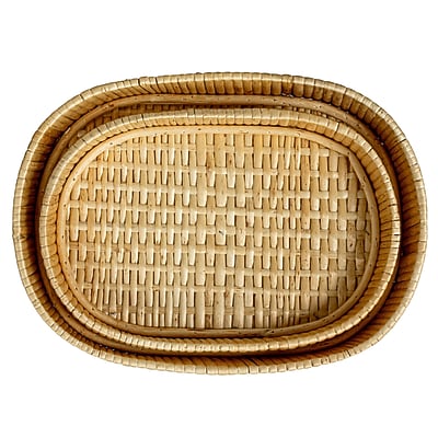 Household Essentials Handwoven Willow Nestable Oval Trays - Thumbnail 2