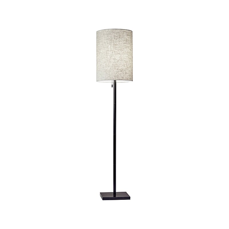 Adesso Liam 60.5" Antique Bronze Floor Lamp with Natural Cylinder Shade (1547-26) image 1