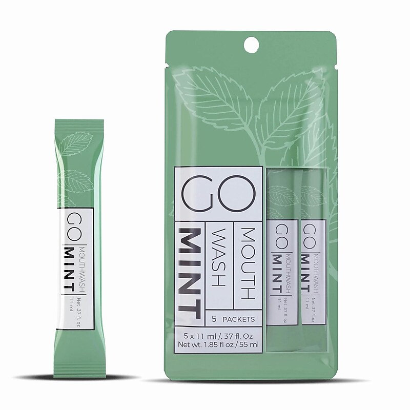 Go Mouthwash Mint Mouthwash, 0.37 oz., 5/Pack, 12 Packs/Box (GMHMW05) image 1