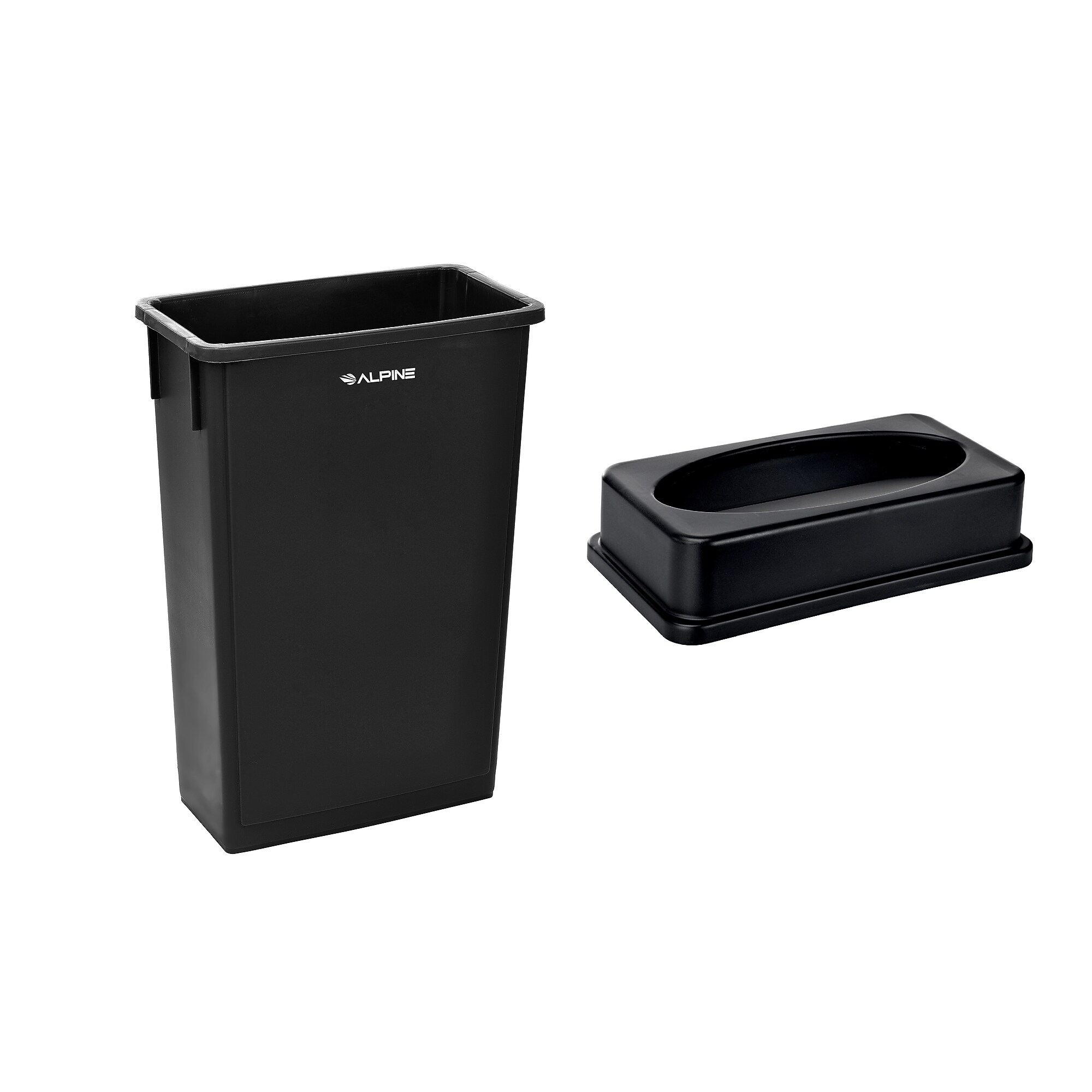 Alpine Industries Plastic Indoor Slim Commercial Trash Can with Lid, 23 Gallon, Black (477-BLK-PKG1) Sansujyuku sansujyuku.com