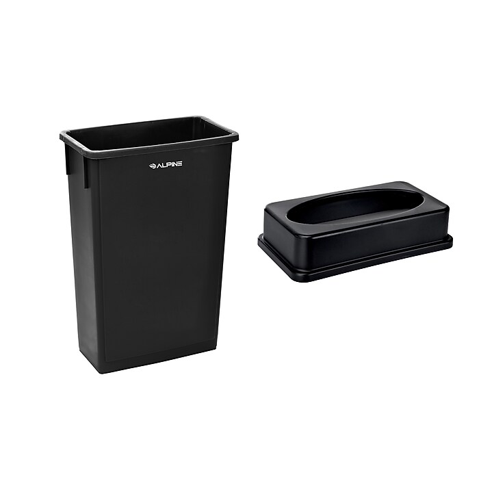 Alpine Industries Plastic Indoor Slim Commercial Trash Can with