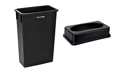 Alpine Industries Plastic Indoor Slim Commercial Trash Can with Lid, 23 Gallon, Black (477-BLK-PKG1) Sansujyuku sansujyuku.com