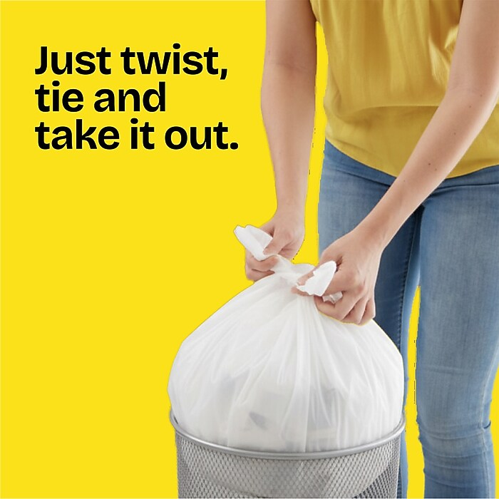 Glad Small 4 Gallon Twist-Tie Kitchen Trash Bag, White, 30 Total