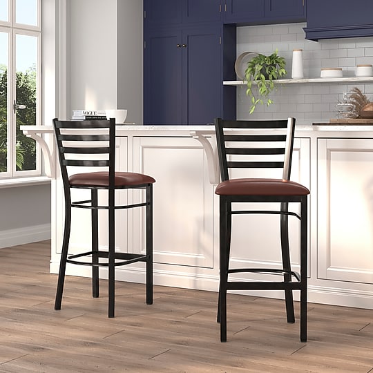 Flash Furniture HERCULES Traditional Metal Ladder Back Restaurant Barstool, Black/Burgundy, 2-Pieces/Pack (2XUDG697BBARBRV)~#|#~02D95EE1-D730-4F83-8083CEA8D22C94C8_sc7