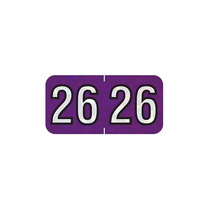 Medical Arts Press Holographic "26" Medical Labels, 1-1/2" x 3/4", Violet, 500/Roll (0726HV) image 1