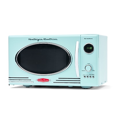 Nostalgia 0.9 Cu. Ft. Countertop Microwave, Aqua (NRMO9AQ) Simolary simolary.com
