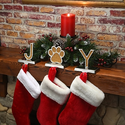 National Tree Company 5" Gold Sparkle JOY Stocking Holders