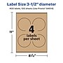 Avery Laser/Inkjet Circle Multipurpose Labels, 3.5" Dia., Kraft Brown, 400 Labels/Box ( 94514)~#|#~02F07700-83FF-45F4-80245F3D67963888_sc7