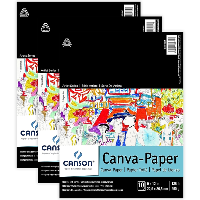 Canson Artist Series 9" x 12" Canvas Pad, 10 Sheets/Pad, 3 Pads/Bundle (MCXC100510841-3) image 1