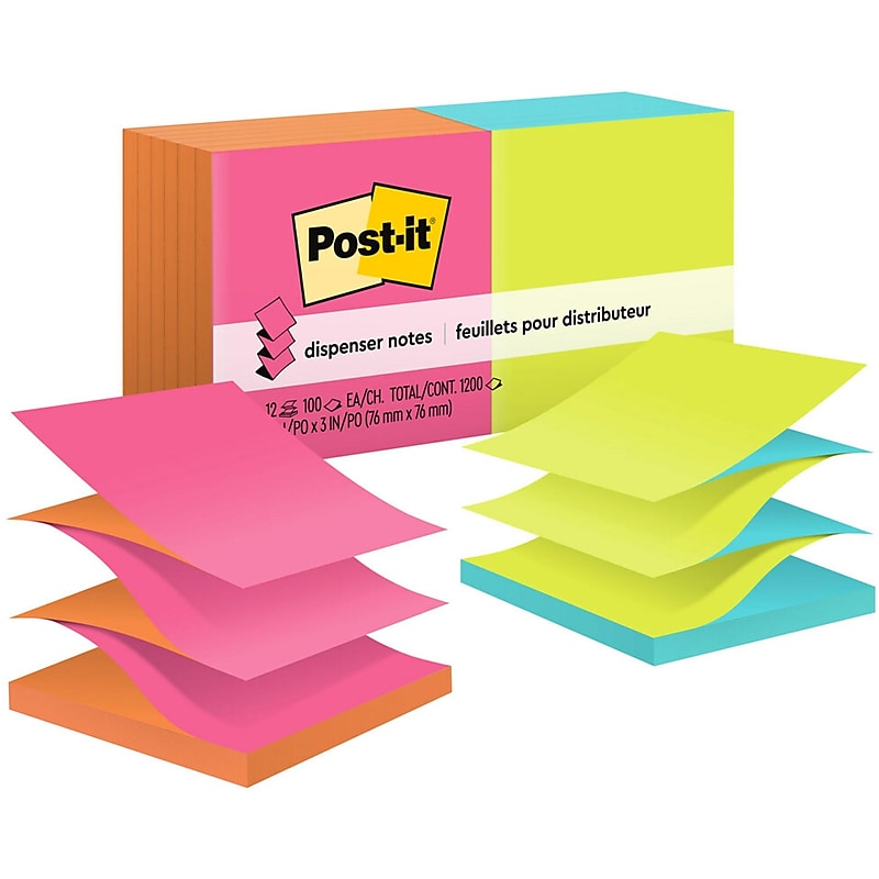 Post-it Pop-up Notes, 3" x 3", Poptimistic Collection, 100 Sheet/Pad, 12 Pads/Pack (R330NALT) image 1