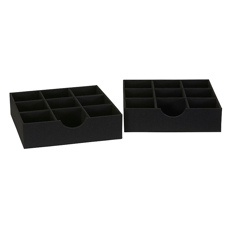 Household Essentials 9-Compartment Drawer Organizers, Black Linen, 2/Pack (7676-1) image 1