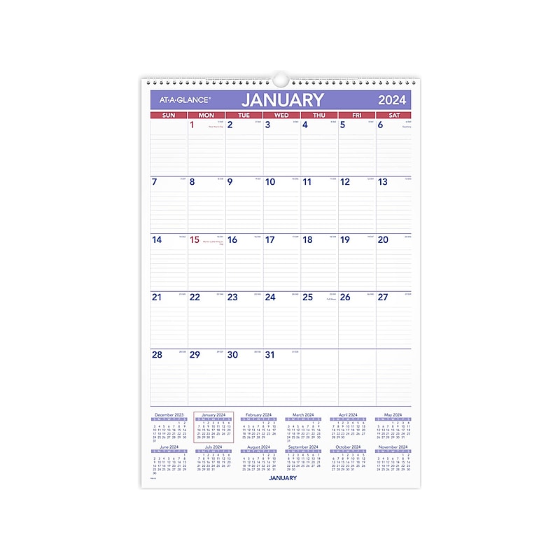 2024 AT-A-GLANCE  15.5" x 22.75" Monthly Wall Calendar (PM3-28-24) image 1