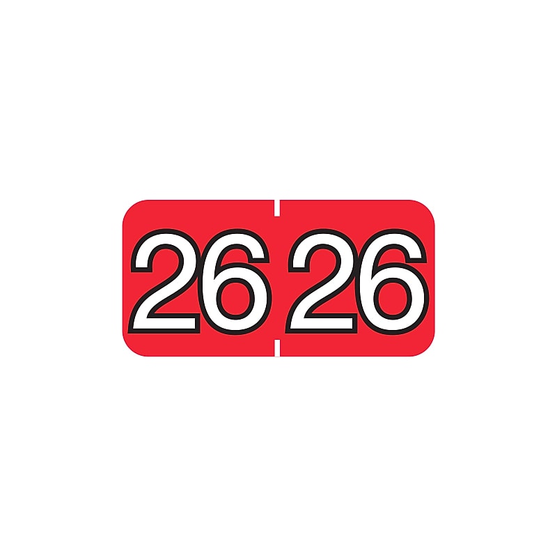 Medical Arts Press Colwell Jewel Tone Systems "26" Medical Labels, 3/4" x 1-1/2", Red, 500/Roll (3391926) image 1