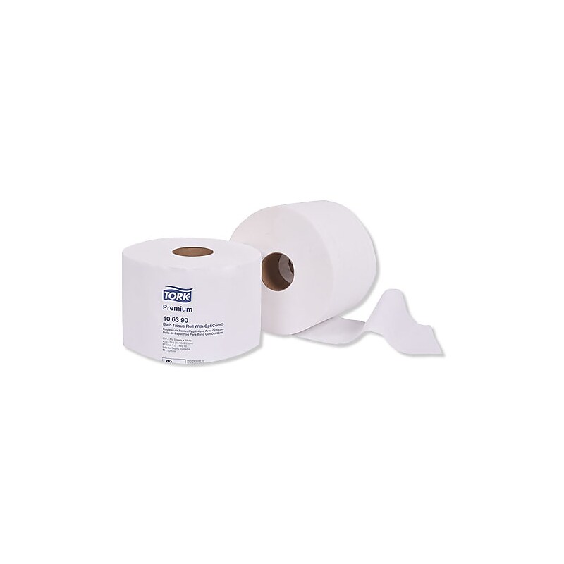 Tork Premium Bath Tissue Roll with OptiCore, Septic Safe, 2-Ply, White, 800 Sheets/Roll, 36/Carton (TRK106390) image 1