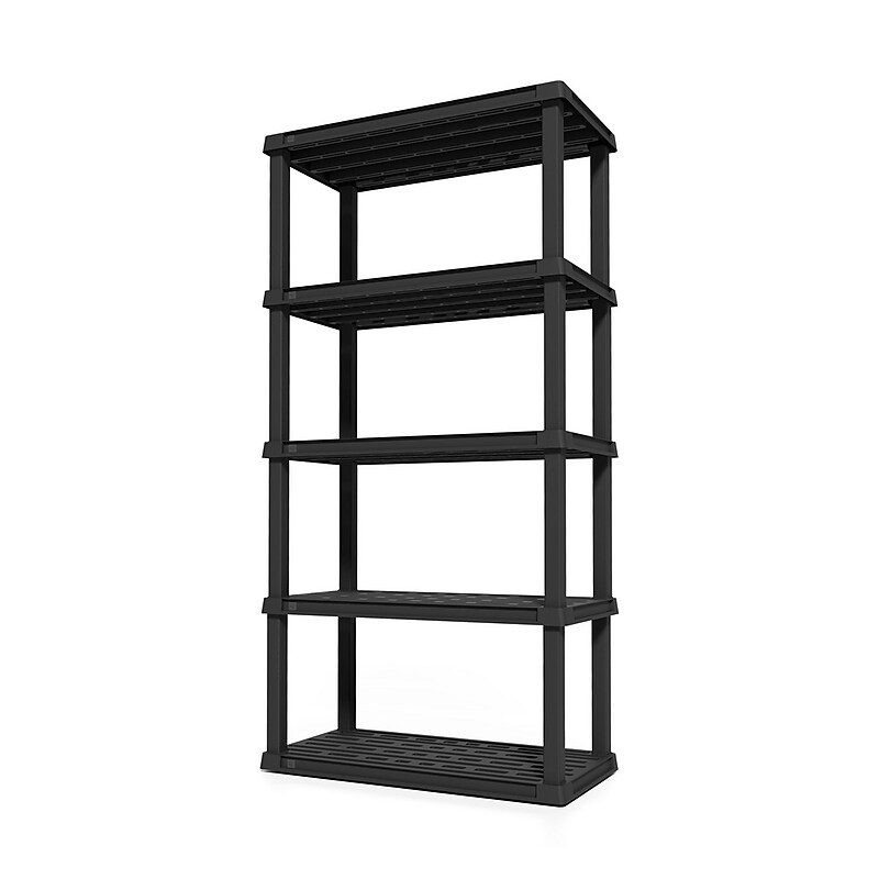 Iris 5-Shelf Plastic Shelving Unit, 73.4" x 35.9" x 17.9", Black (140103) image 1
