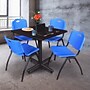 Regency 42" Laminate Mocha Walnut Square Table with 4 M Stacker Chairs, Blue (TKB4242MW47BE)~#|#~03227459-9FE1-4FD8-A6140808342A4A5D_sc7