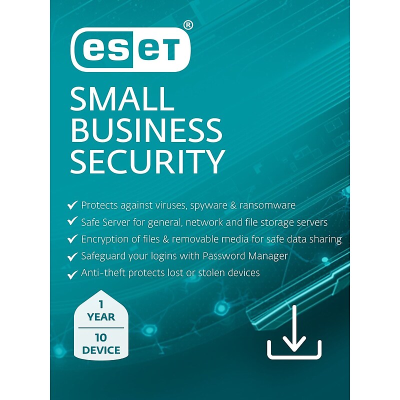 ESET Small Business Security for 10 Users, Windows/Mac/Android/iOS, Download (RTL-ESBS-N1-10-1-XLS) image 1