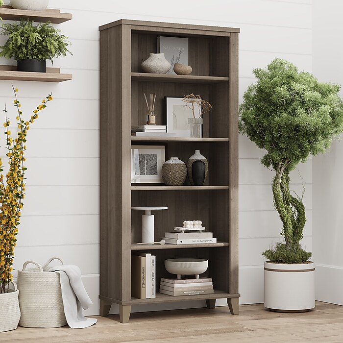 Bush Home Somerset Tall 5 Shelf Bookcase, Ash Gray (WC81665) | Staples