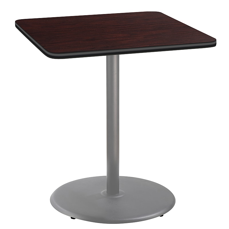 NPS CT Series 36" Square 42" Height Cafe Table, Round Base, Grey Frame/Mahogany Top (CTG33636RBPBTMMY) image 1